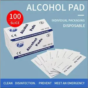 Disposable 75% Alcohol Swab for Wound Disinfection, Essential First Aid Box Supplies, Home Disaster Preparedness, Medical Consumables