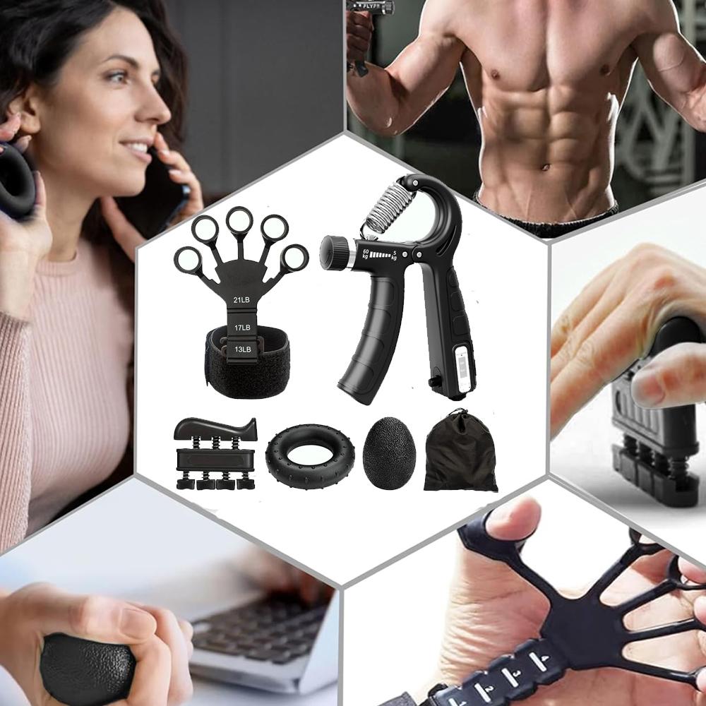 Mechanical Counting Grip Strength Trainer With Finger Exerciser For Muscle Building Hand Injury Recovery Rehabilitation Training