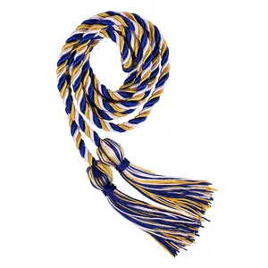 Royal Blue, Gold and White Three Color Graduation Honor Cord