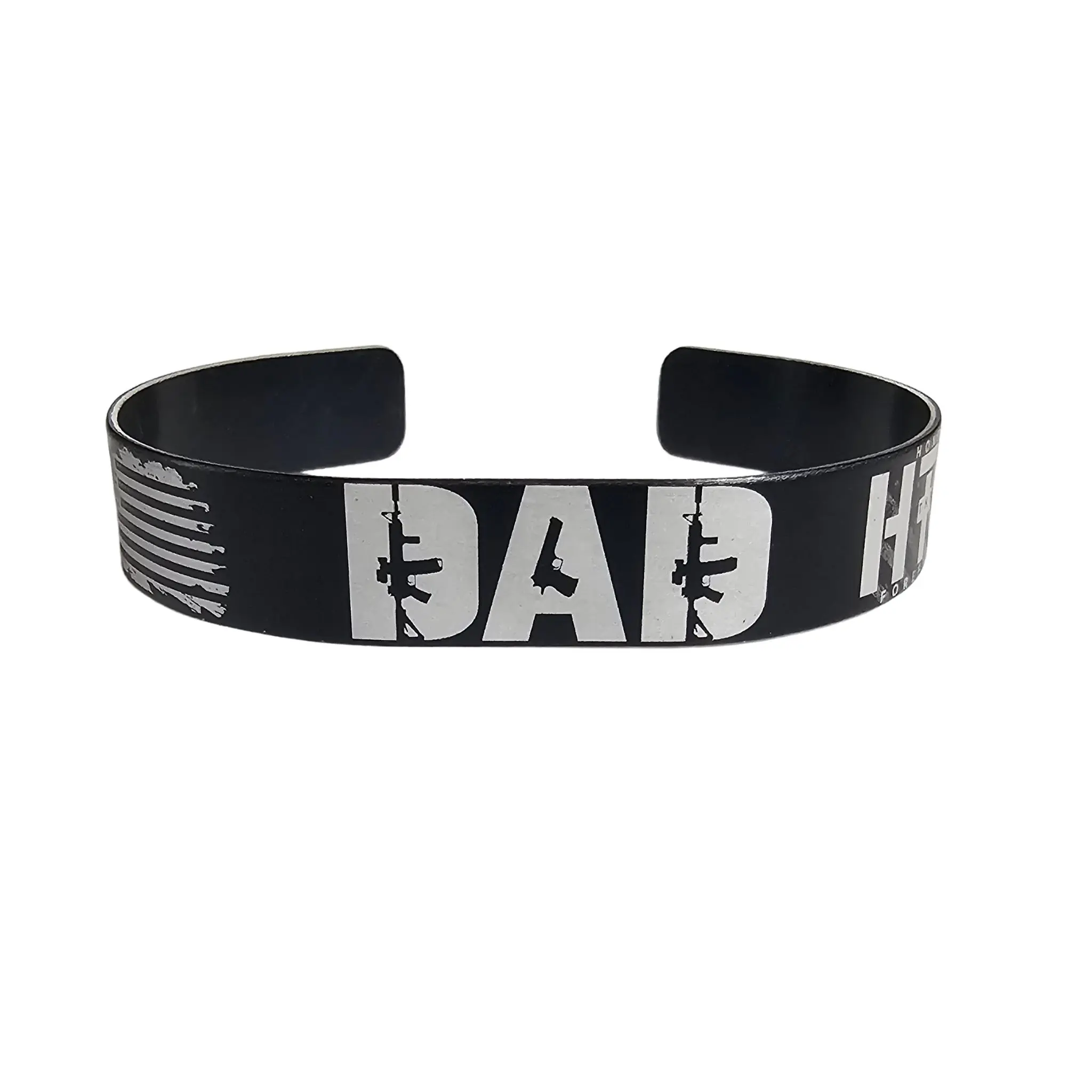 DAD In Arms Bracelet - Laser-Engraved Aluminum, Adjustable Fit, Lightweight, Made in USA, Gift for Military & Law Enforcement