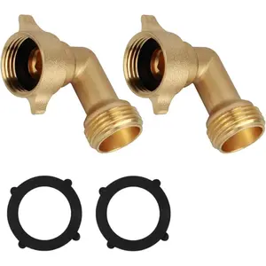 2 count 90 Degree Water Hose Elbow for RV with Easy Grip Connector RV Drinking Water Hose Adapter RV Garden Hose Elbow for Faucet, City Water Inlet Connection with 2 Extra  Washer