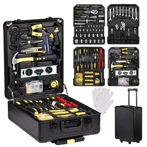 799pcs Aluminum Trolley Case Tool Set Black Yellow Tiny Toolbox Essential Hand Tool toolkit  box