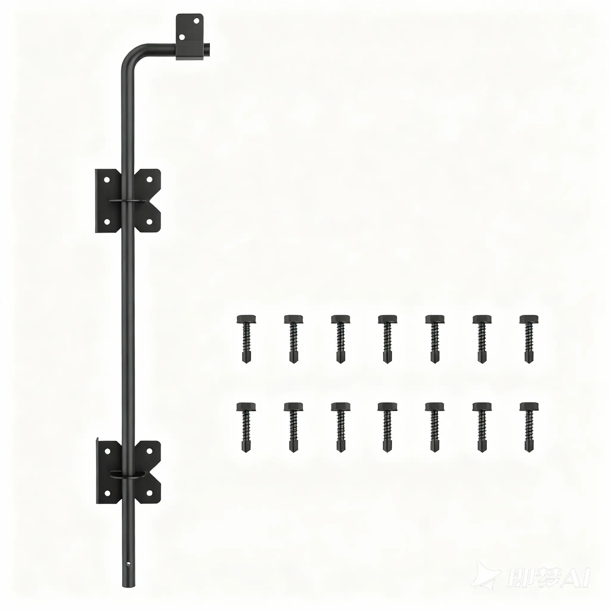 24" Cane Bolts for Gates, Heavy Duty Gate Drop Rod Hardware Kit, Ground Latch Gate Stopper, for Wood, PVC, Vinyl, Metal Gates & Fences, Black Finish, Durable Gate Hardware