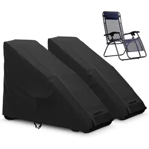 2 count Zero Gravity Chair Cover Outdoor Folding Lawn Lounge Chair Covers  All Weather  Oxford Anti with Storage Bag Black