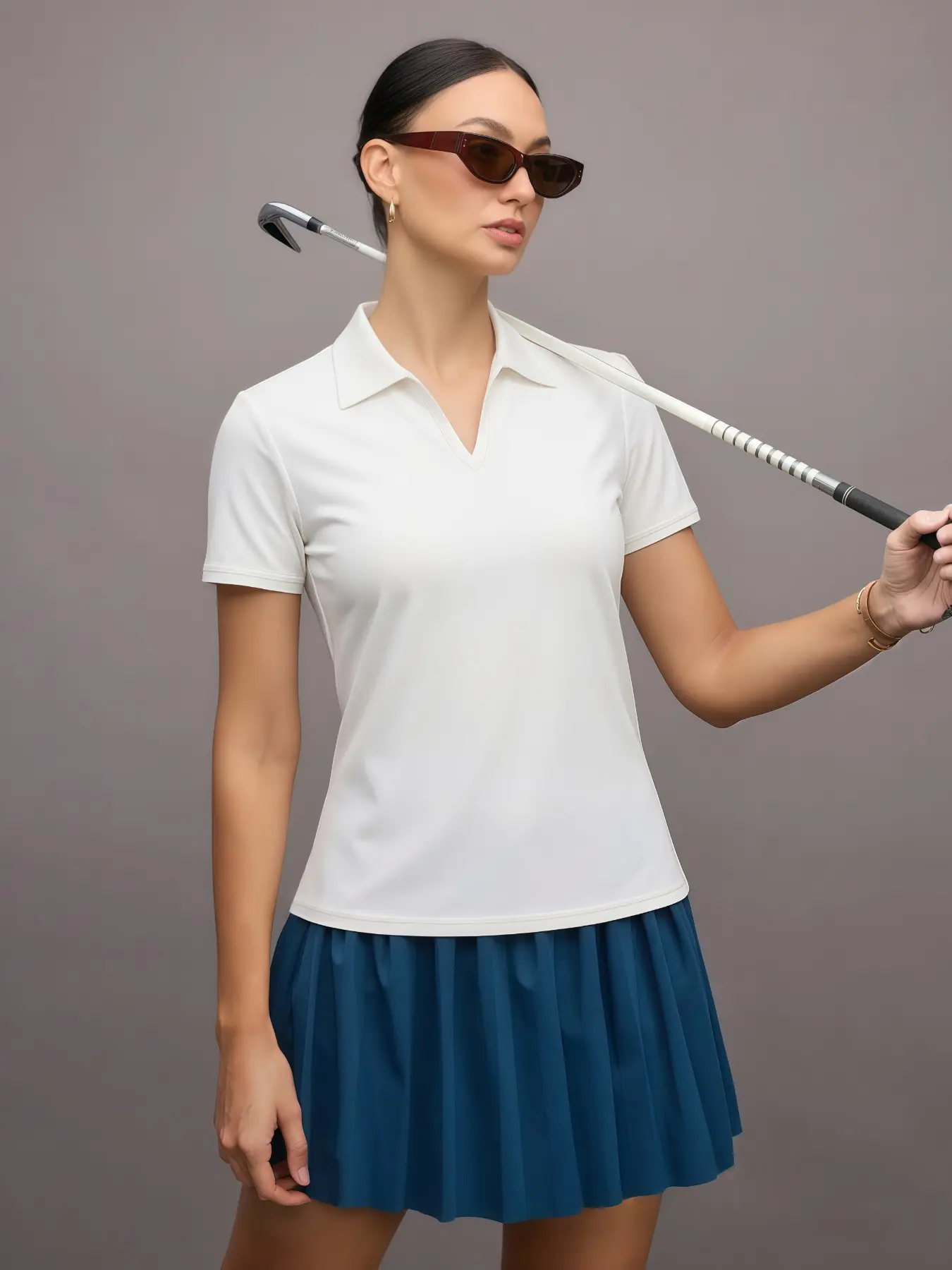 Women's sports polo shirts moisture wicking breathable activewear comfortable short-sleeved shirt short sleeve design suitable for golf apparel baseball tennis Fitted Cut Breathable Workout Top Sportswear Top