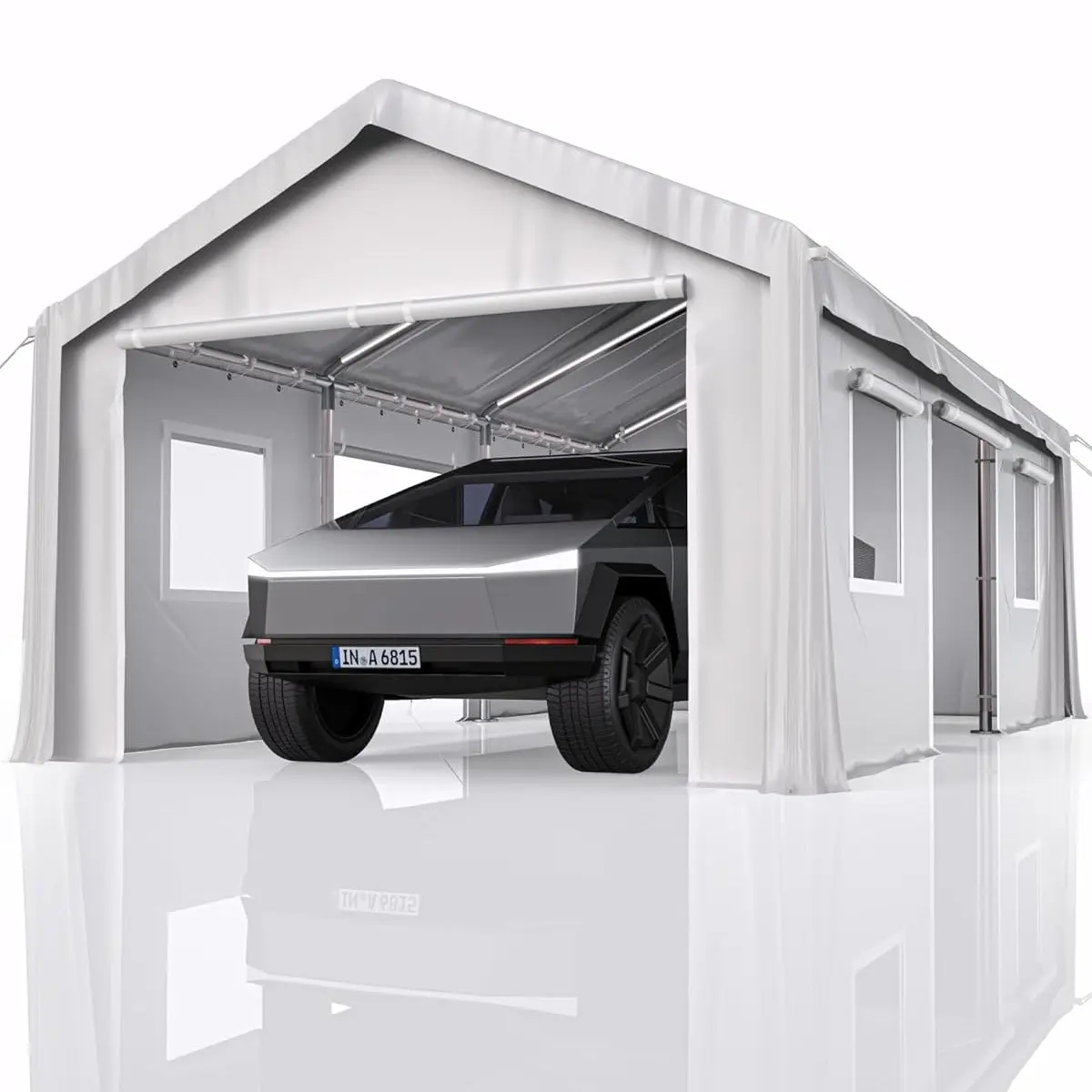 【GARVEE】13' x 20' Heavy-Duty Portable Carport and Garage with 4 Roll-Up Doors, Detachable Sidewalls, Reinforced Leg Poles, Waterproof Canopy, and Sandbags for Vehicles, Boats, and Motorcycles in Multiple Colors