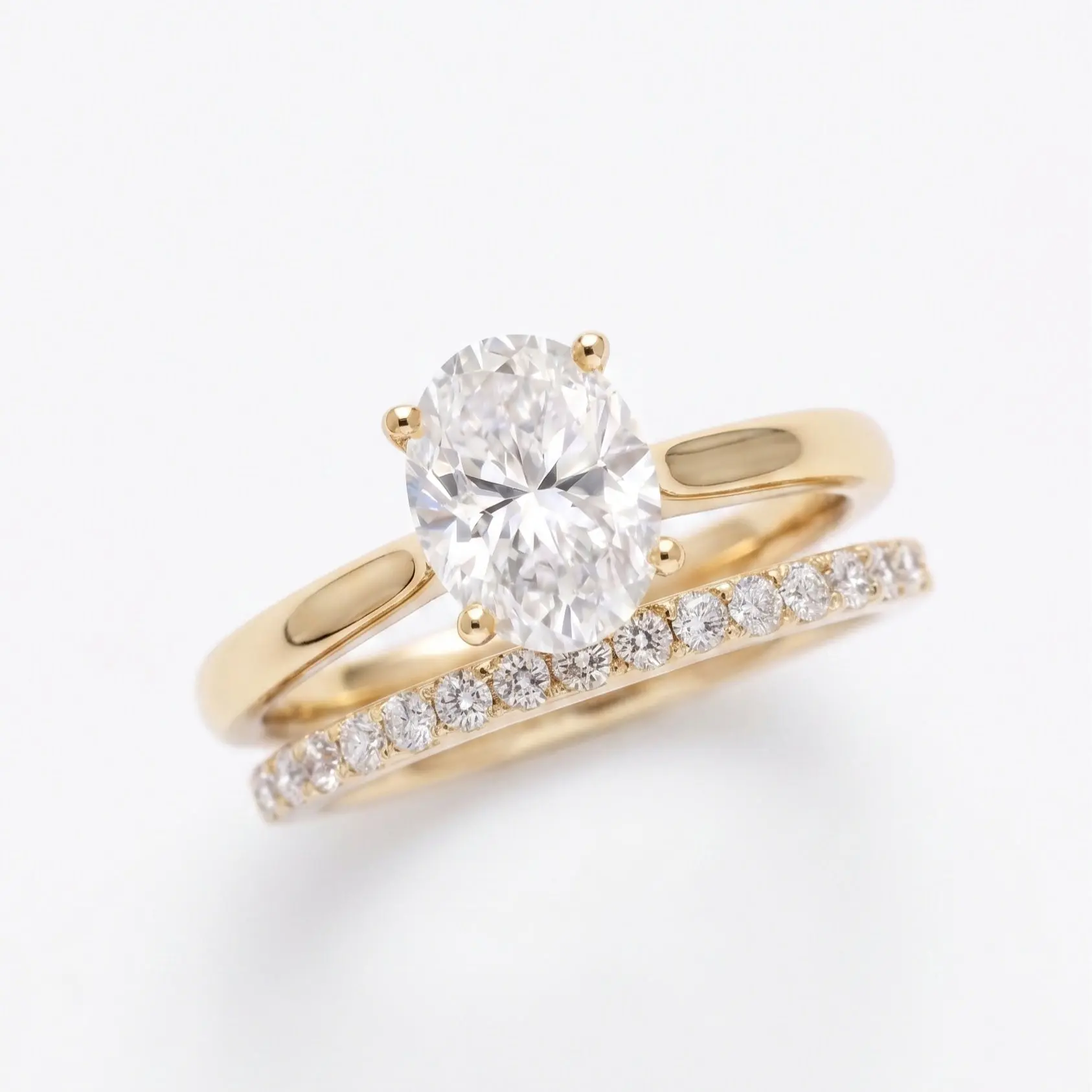 Women's 2.00ct Oval Moissanite Bridal Ring Set, Artificial Gemstone Jewelry for Weddings