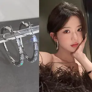 Light Luxury Niche Micro-pavé Zircon Hoop Earrings, Women's Bold Classic Viral Style