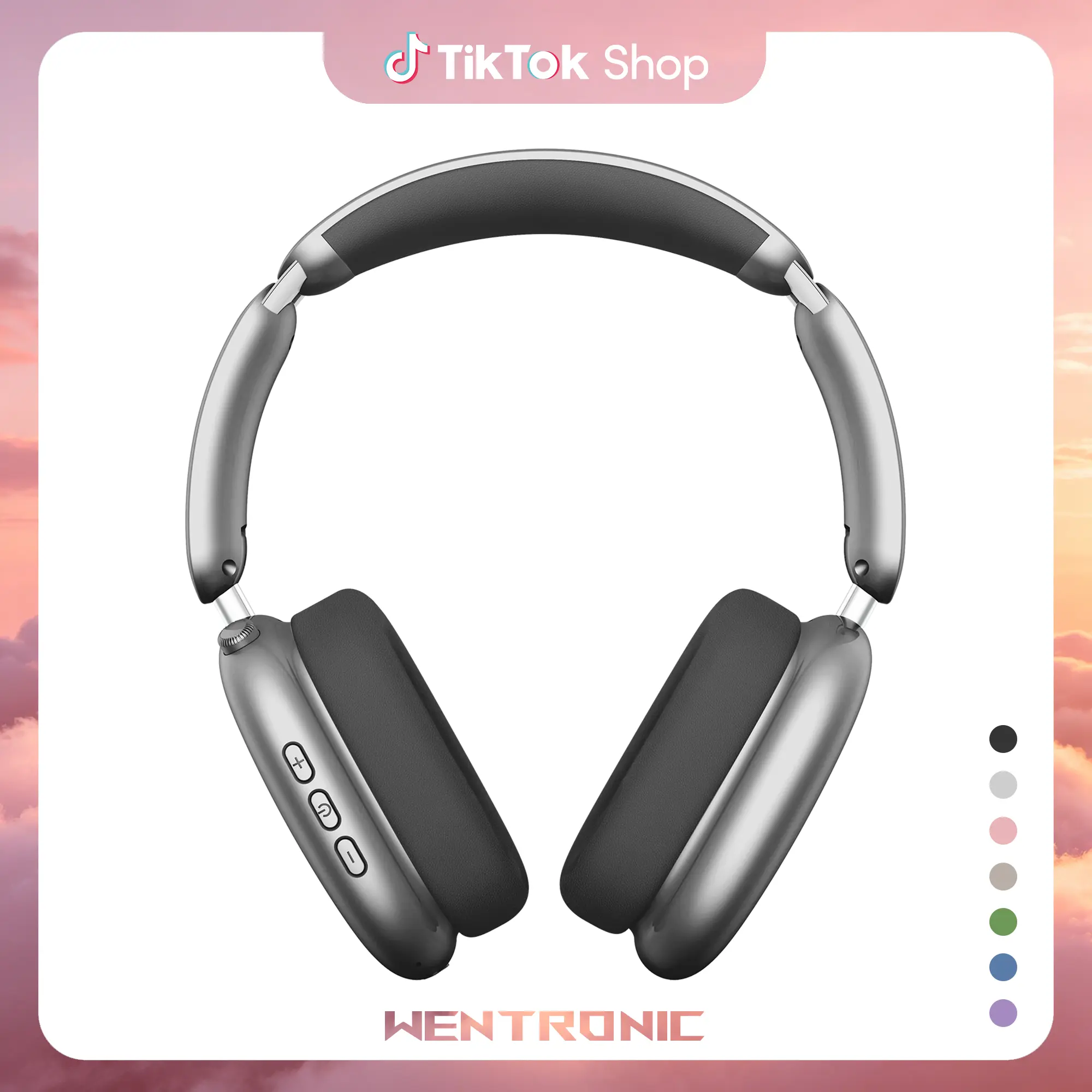 WENTRONIC Y02 Over-Ear Hybrid Active Noise Cancelling Bluetooth Wireless Headphones - 60H Playtime, Hi-Res Audio, Foldable Design, Soft Earpads, Built-in Mic, 3.5mm Jack, Mobile Phone Calls, iOS/Android/PC Compatible