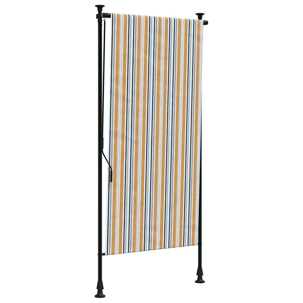 vidaXL Outdoor Roller Blind, Privacy Screen, Roller Shade for Balcony Terrace Garden Yard, Patio Shade, Yellow and White Fabric&Steel 368772
