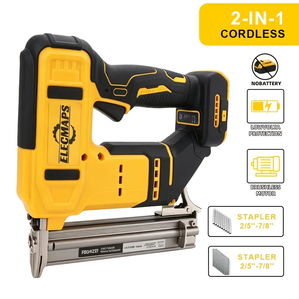 Cordless Brushless Impact Driver & Stapler Combo, Dual Mode Electric Nail Gun/Stapler Suitable for Dewalt 20V Battery, Ideal for Indoor Decoration, Woodworking, Home DIY, etc.