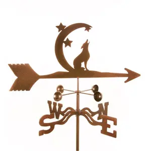 212 MAIN Coyote Weathervane - Laser-Cut Steel Construction, Moon & Stars Animal Theme Design, 25x21x9", Post Mount, Outdoor Wind Direction Decor