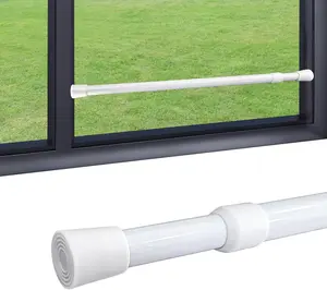 1 Pack Window Security Bars Adjustable Sliding Glass Door Lock Bars 15.7''-27.5'' Tension Rods 1.2'' Diameter Window Safety Lock Bar Stopper with Rubber Tips (White-1Pcs, 15.7''-27.5'')