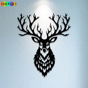 1pc Deer Head Metal Wall Art, Majestic Deer Head Statue Mural, Ideal Gift for Christmas, New Year, Animal Decor Enthusiasts, Weather-Resistant Metal Wall Decor Wall Sculptures, Perfect for Living Room Wall & Garden Fence, Unique Year-Round Home Decor