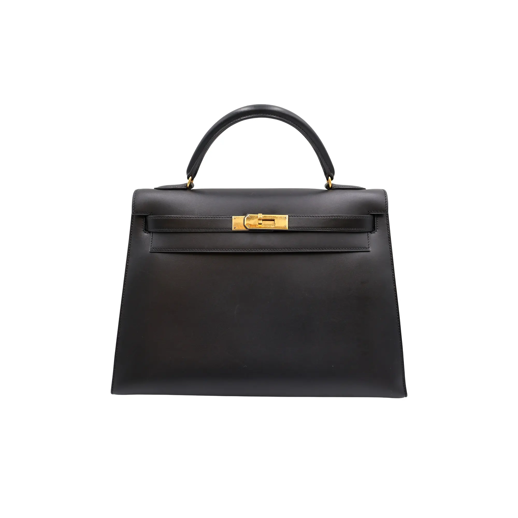 Pre-owned HERMÈS leather Tote Bags Hermes 1997 Box Calf Kelly 32 with Gold Hardware (WZ679351)
