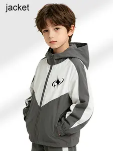 Boys' Casual Long Sleeve Jacket, Colorblock Zip Closure, Loose-Fit Spring & Fall Outerwear, Trendy Comfortable School & Outdoor Wear