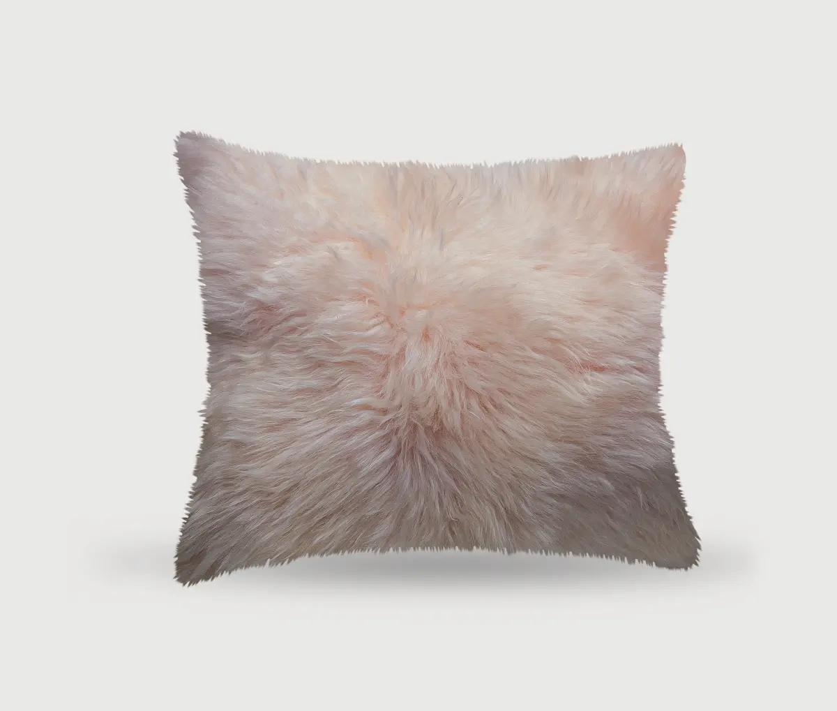 1-Piece Natural New Zealand Sheepskin Large Square Pillow, Blush Pink, 18in x 18in, Hidden Zipper, Home Decor Bedding Soft Furnishing Accessory, One-Piece