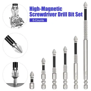 High-Magnetic Screwdriver Drill Bit Set, Impact-Resistan Strong Magnetic Durability Anti-Slip Cross Head, Magnetic Electric Screwdriver Set