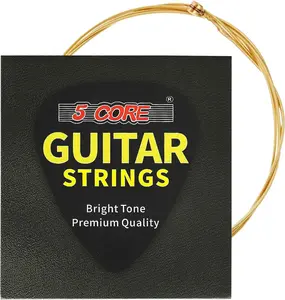 5 Core Acoustic Guitar Strings Brass Heavy Duty Extra Light Gauge High Carbon Steel Core Bright & Powerful Tone 6 String Set for All Acoustic Guitars 0.013-0.048 - GS AC