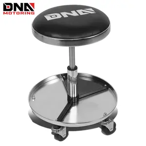 17.5"-22.5" Adjustable Shop Garage Rolling Pneumatic Creeper Stool Seat Chair w/17" Tool Tray 250lbs Max