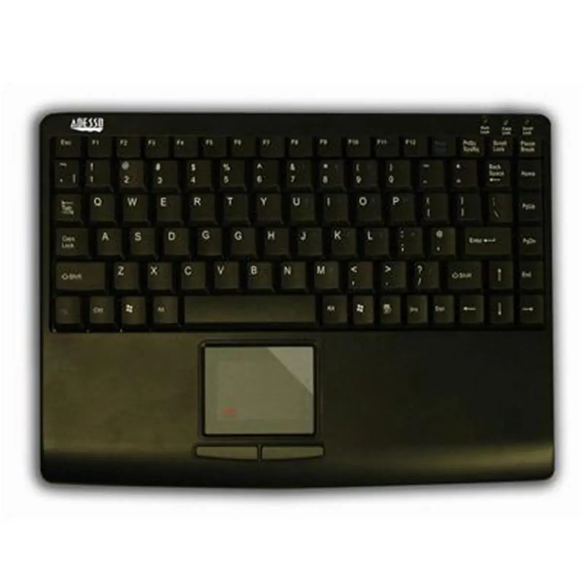 Adesso Inc. AKB-410UB SlimTouch Mini Black USB Keyboard, Low-Profile Tactile Keys, Integrated Touchpad, Customizable Settings for Notebooks & POS Kiosks