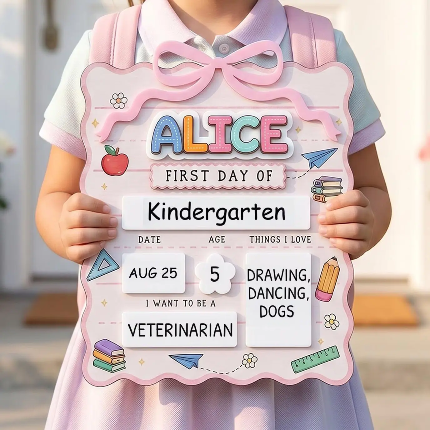 First Day Of School Board, Personalized Back To School Sign, Custom Name Sign, Reusable Dry Erase Board, First Day Of Kindergarten Gift, Photo Prop