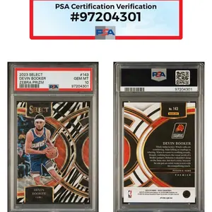 PSA Gem MT 10 2023 Select Devin Booker Zebra Prizm PA#143 Gem MT1097204301