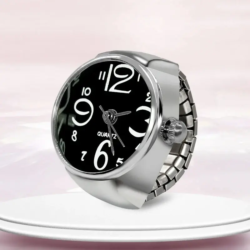 New Ring Watch Creative Circular Dial Alloy Shell Finger Couple Men And Women