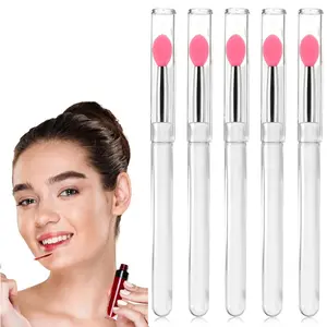 Reusable Lip Applicators, Silicone Lip Mask Applicator with Caps, Portable Reusable Compact Makeup Tools for Lipstick Gloss & Eyeshadow, Makeup Brush Kit