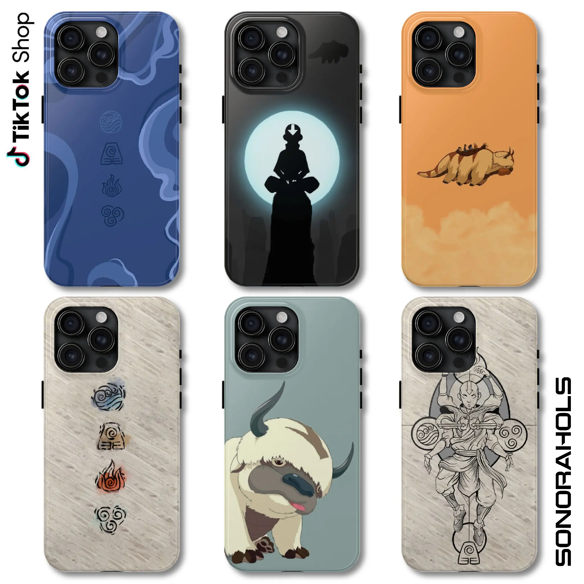 The Last Airbender Amine Phone Case, Yip Yip Flying Bison Apa Phone Cover, Moon Spirits Koi Fish Yin And Yang 17 Air Pro Max
