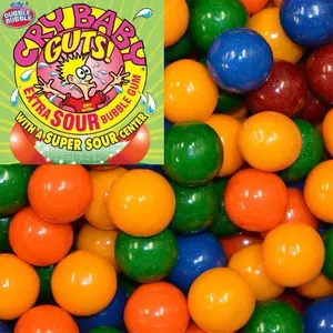 Cry Baby Guys Extra Sour Bubble Gum with Super Sour Center Bulk Candy for Sour Lovers