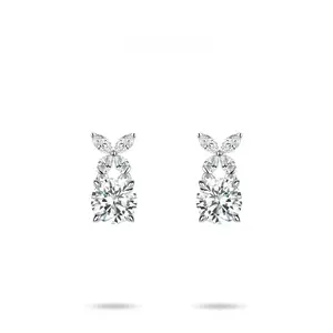 VAMERAY #2351 3.5 Carat In Each Butterfly Marquise Accent Round Brilliant Pendant Earrings