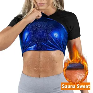 Women's Sauna Sweat Shirt, Tummy Control Athletic Tee, Short Sleeve Compression T-Shirt, Sweat-Enhancing Workout Top Sauna Sweat Workout Shirt