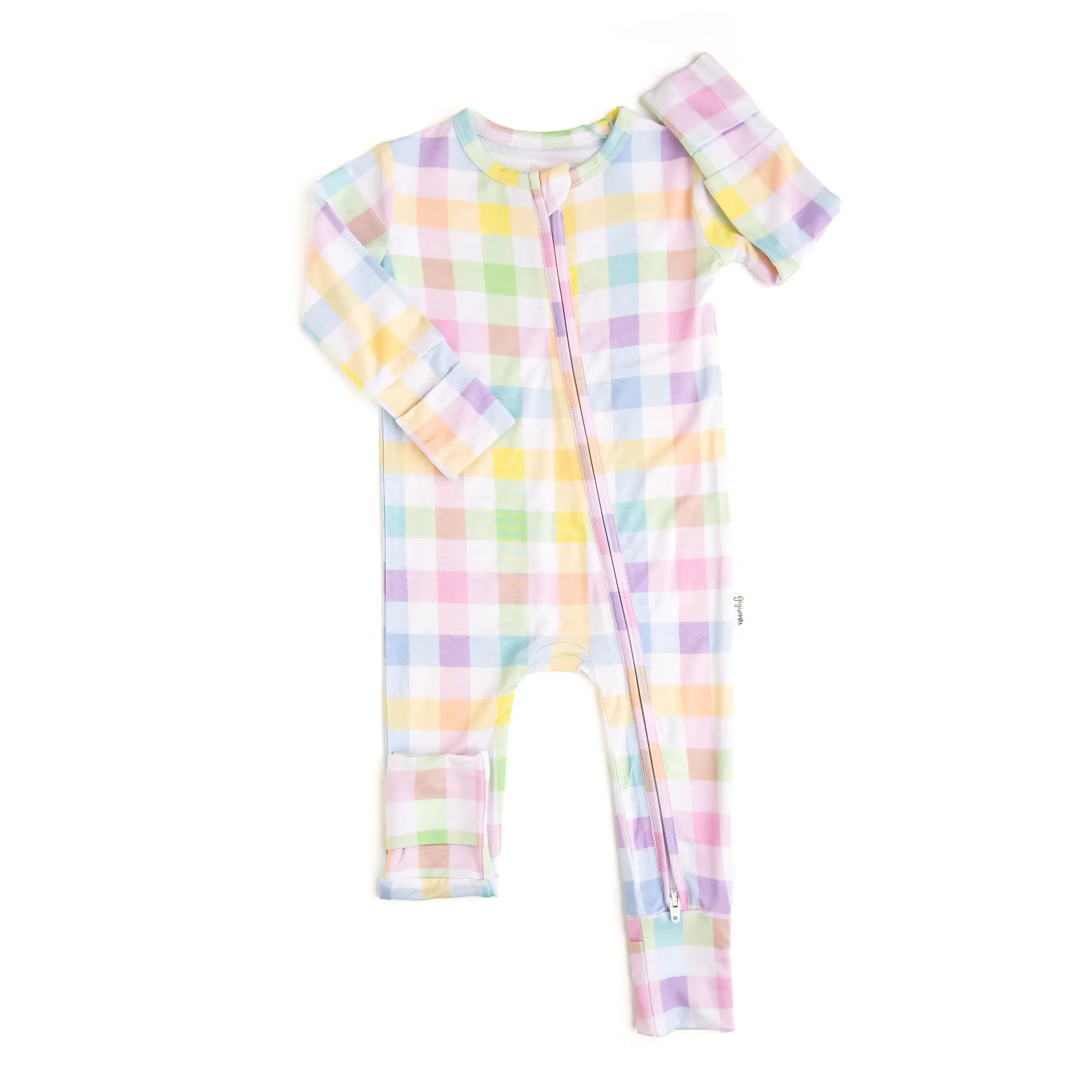 Winnie Pastel Plaid ZIP Easter Two Way Zip One Piece Outfit Gigi and Max