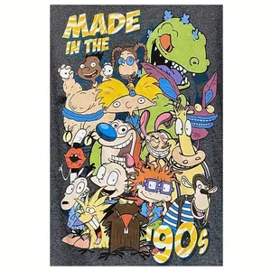 1 Piece Wooden Frame 90s Cartoon Character Canvas Art Poster - Made in the 90s Design, High-Quality Soft Canvas Suitable for Indoor/Outdoor Home Decoration, Perfect for Nostalgic Rooms or Party Decorations, Fun Wall Art, Bright Colors