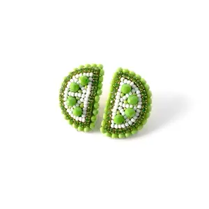 Lime Slice Earrings, Green Beaded Fruit Earrings, Lightweight Women Studs, Handmade Fruit Earrings, Unique Gift Ideas For Her, Vegan Friendly Gifts, Casual Everyday Earrings