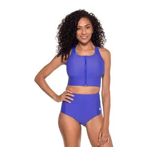 Women's Medley Zip-Up Swim Bra | Baja Blue
