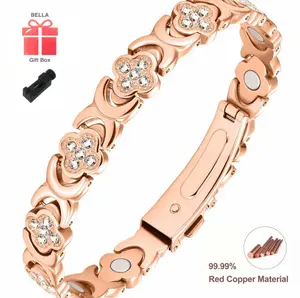 BELLA  Copper Bracelets forWomen, Ultra Strength Magnetic Bracelet with3800 Gauss Magnets & Sparkling Cubic Zirconia,Adjustable,charm bracelet Rhinestone DecoratedBangle