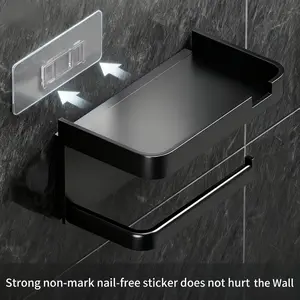 Wall-mounted tissue box, suitable for toilets, bathrooms, and kitchens; a punch-free double-layer storage box, hotel roll paper and tissue holder, Bathroom Organizer, Bathroom Accessories Organizer