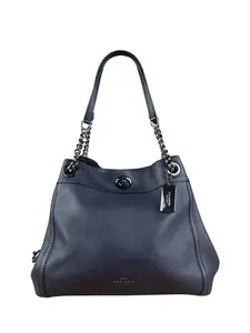 Pre-owned coach na Shoulder Bags Navy Turnlock Edie Shoulder Bag