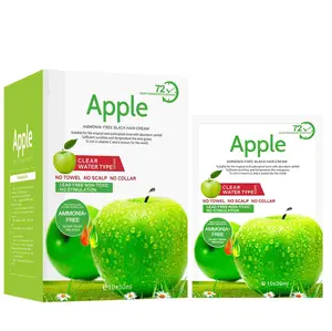 Apple Ammonia-Free Black Hair Dye Cream (30ml x 10Pcs) – Natural Hair Color with No Scalp Touch, Long-Lasting Black, Lead-Free & Non-Toxic