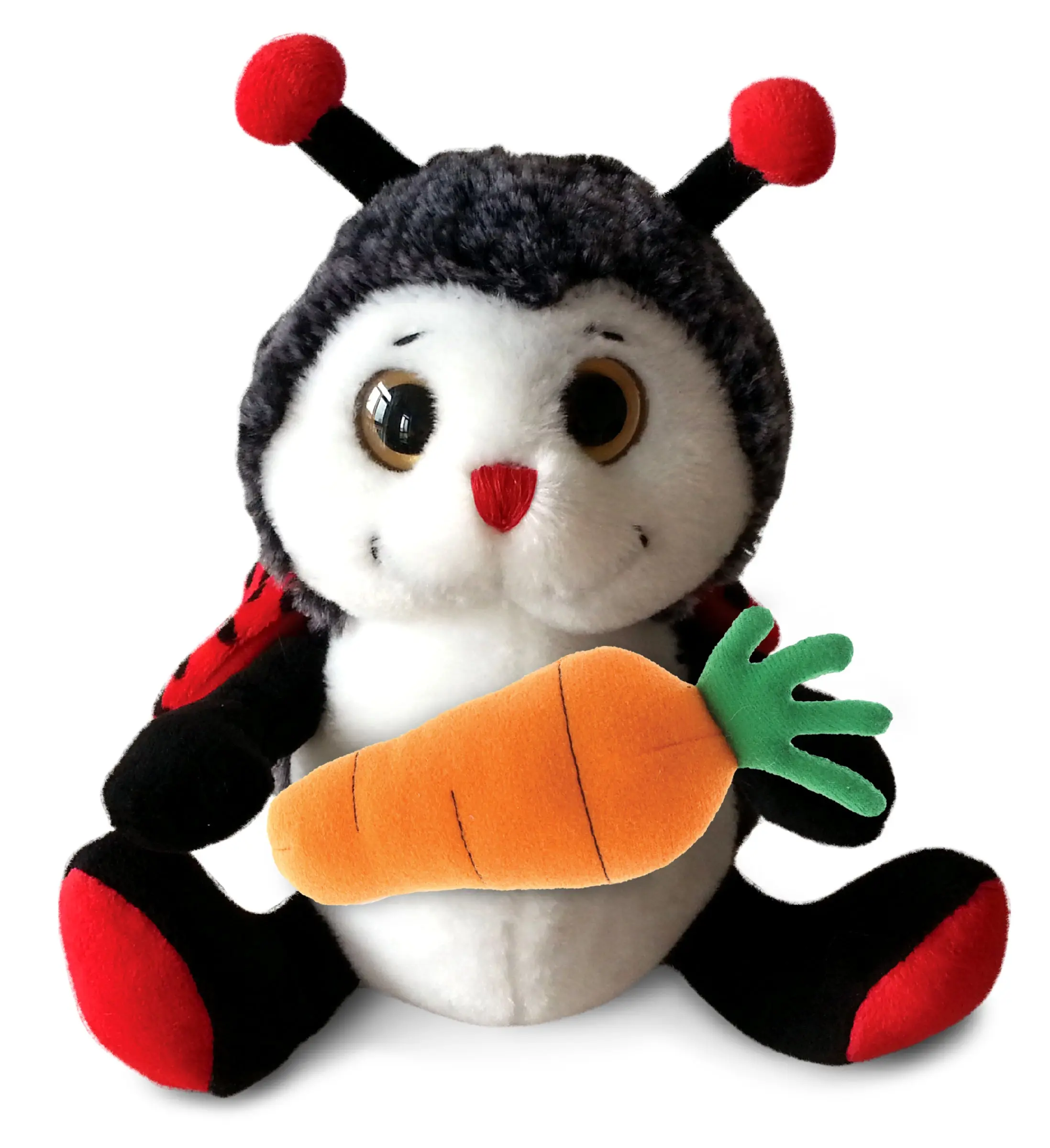 DOLLIBU 9-Inch Polyester Soft Plush Sitting Ladybug with Carrot Plush Accessory, Easter Stuffed Toy Gift for Collectors