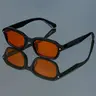 New Retro Geometric Glasses, Fashion Glasses, Square Frame Shades with Orange Tinted Lens, Unisex Simple Versatile Daily Casual Wear Decorative Eyewear, Stylish Accessory for Men & Women