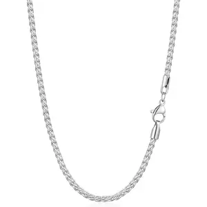 Fiusem 14K Gold Plated Wheat Chain Necklace for Men, 2/2.5/3/4/5mm Stainless Steel Necklace Chains for Men and Women 16-28 Inch