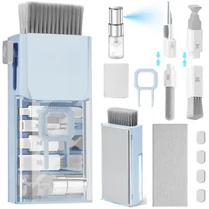 Keyboard Cleaner Laptop Cleaning Kit, Compact Keyboard Cleaning kit for Computer MacBook iPhone AirPods Pro, PC Electronic Cleaner Kit with Brush & Spray for Computer Screen, PC Camera Monitor, Blue clanky  keyboard