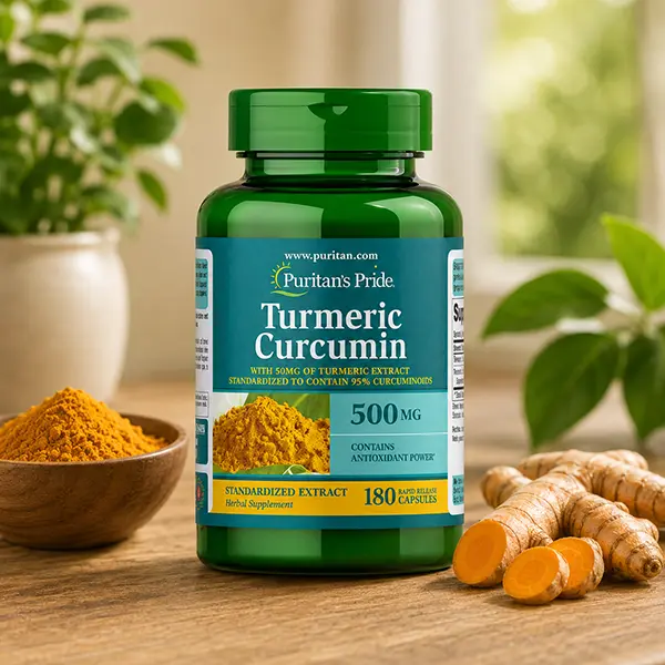 Turmeric Curcumin 500mg, Standardized to 95% Curcuminoids, Herbal Antioxidant Supplement, Supports Joint Comfort, Immune Function & Overall Wellness, 180 Rapid Release Capsules
