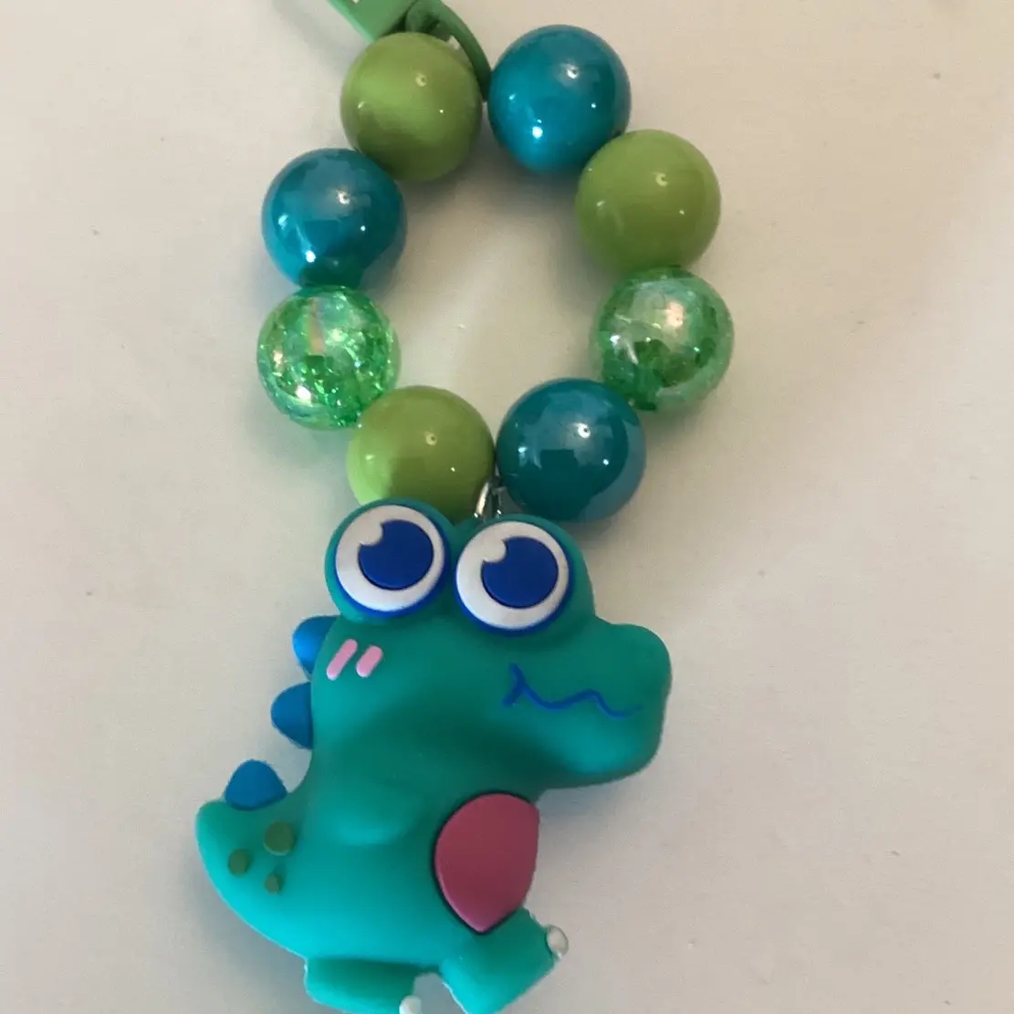 Cute Green Dino Keychain and Purcharm