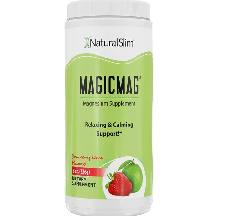 NaturalSlim Magicmag Pure Magnesium Citrate Powder – Stress, Constipation, Muscle, Heart Health, and Sleep Support | Natural Strawberry & Lime Flavored Magnesium Supplement - 8oz Drink Mix (Solo)