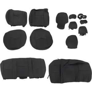 Seat Covers Full Set Compatible with 1999-2007 Chevy Silverado 1500 Sierra 1500 Extended Cab Pickup 4-Door 2WD 4WD Classic Cloth Front & Rear Seat Covers Sets Water Resistant Black