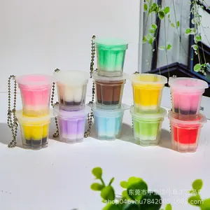 jelly Macaron pudding keychain Knead the stress-relieving jelly pendant to make it soft and simulate the snack bag pendant